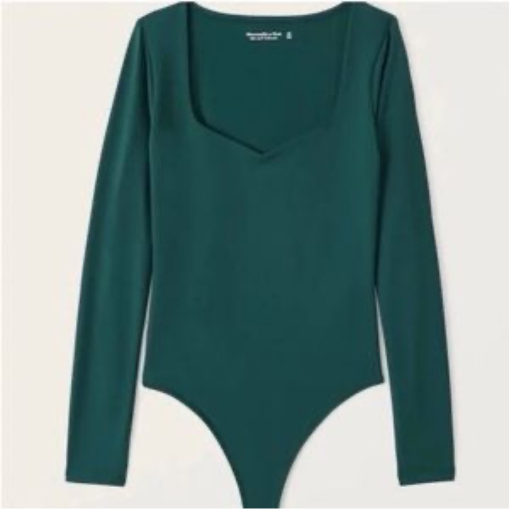 Abercrombie & Fitch XL Bodysuit - soft AF long sleeve - emerald green/teal